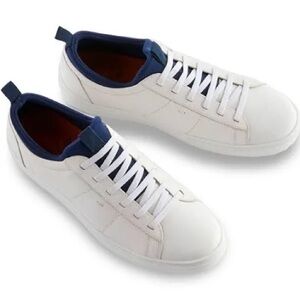 Men’s Martin Dingman Cameron White/Blue Leather Slip-On Sneakers Size 9M